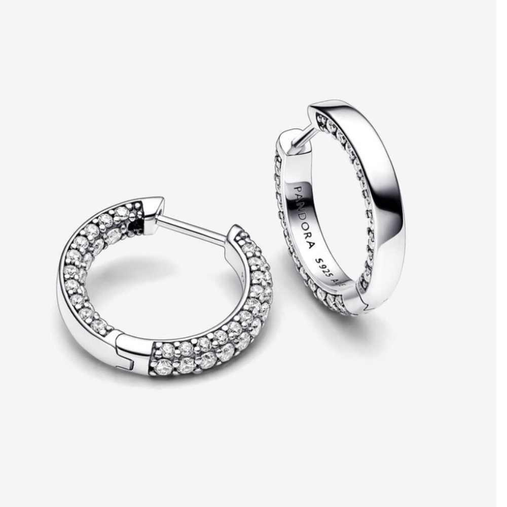 Timeless pave single hoop earrings Pandora